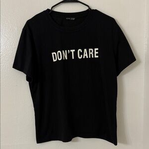 Used - SHEIN Black Graphic Tee with 'DON'T CARE' Print - Size: M